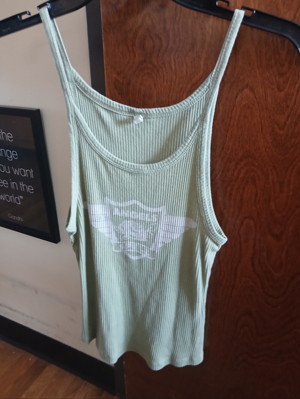 vintage SPELL 'ANGELS' khaki ribbed tank top